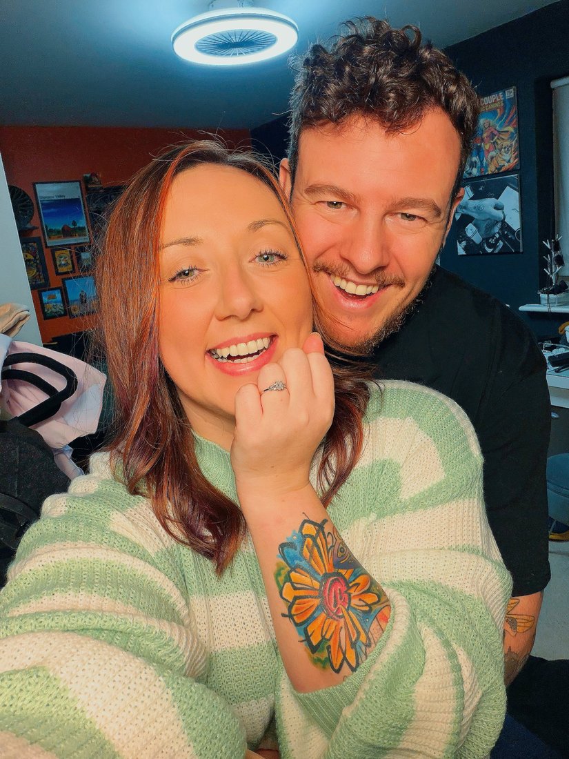Amy and Shane together at home.