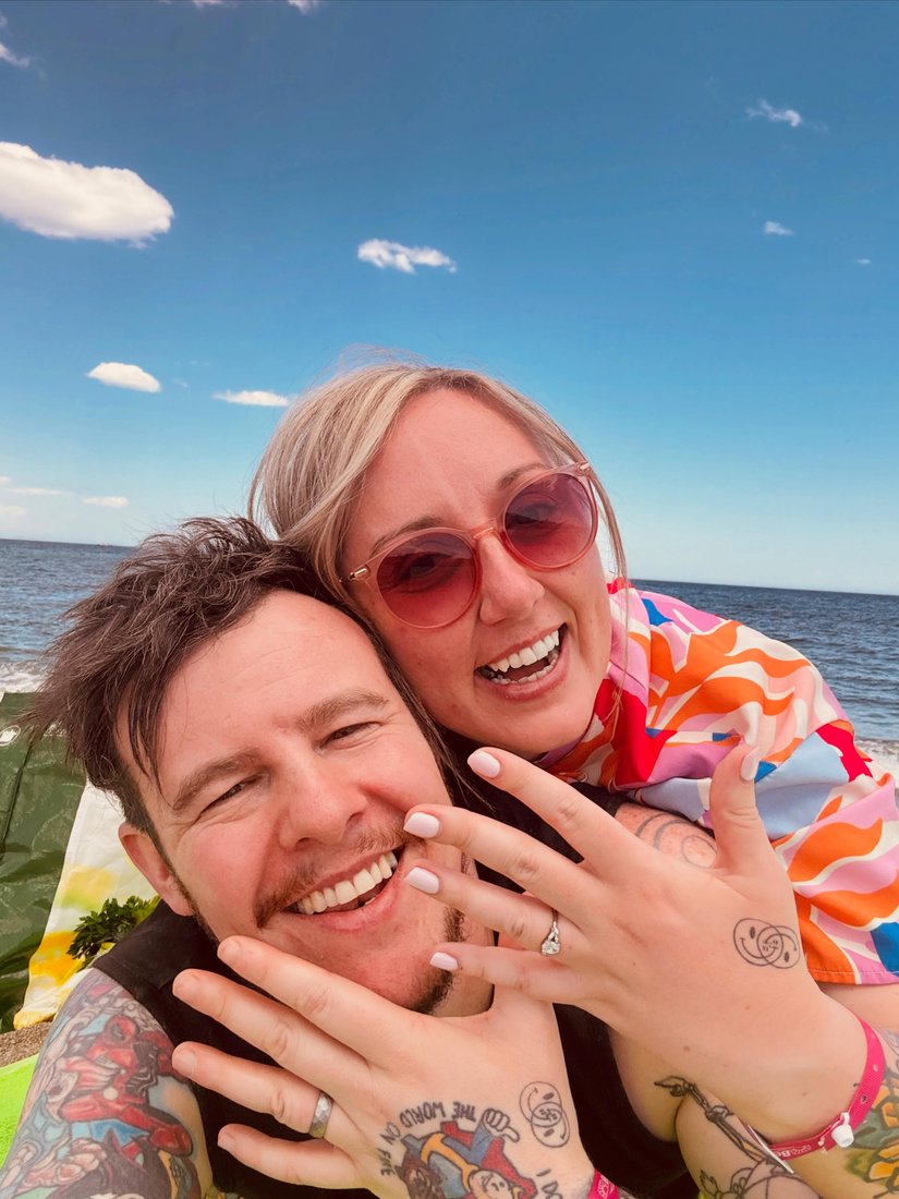 Amy and Shane in their engagement selfie.